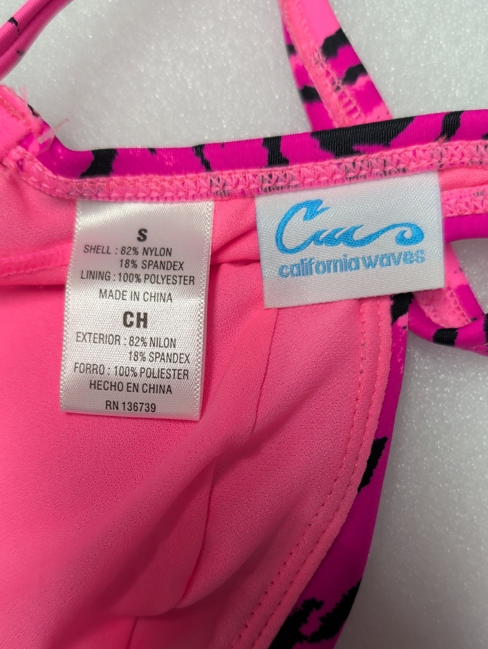 California Waves Pink Zebra Bikini Set Size Small - Picture 2 of 5